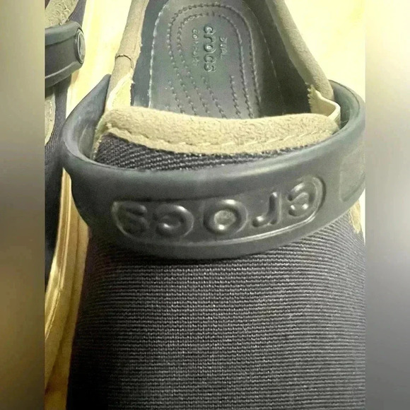 Crocs CitiLane Navy Canvas Clogs Dual Comfort Mens 5 Womens 7 - Picture 4 of 8